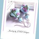 Turquoise Lampwork Earrings, Shabby Chic Blue..