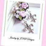 Pink Shabby Chic Rose Earrings, Lampwork Sterling..